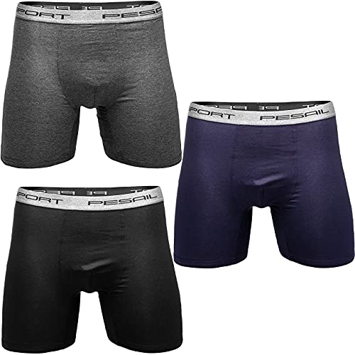 Pflegeleichte Herren Boxershorts mit langem Bein aus Baumwolle Unterwäsche Retroshorts Unterhose Long M 9er Pack von Pesail