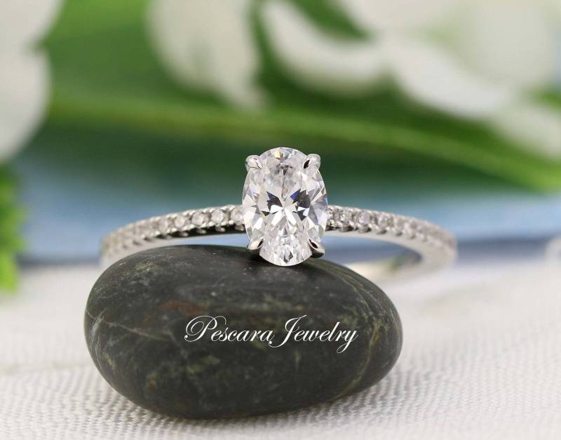 1.0Ctw Ovaler Verlobungsring, | 7 X 5 Mm Ehering, Zierlicher Ring, Diamantsimulant Cz Ovalversprechenrring, Sterlingsilberring von PescaraJewelry