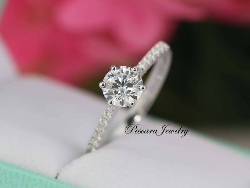 1Ctw Solitär Verlobungsring, 6-Zacken-Ring, Runder Geschnittener Ehering, Versprechensring, Kleiner Ring | Größe 3, 5 ~ 9 von PescaraJewelry