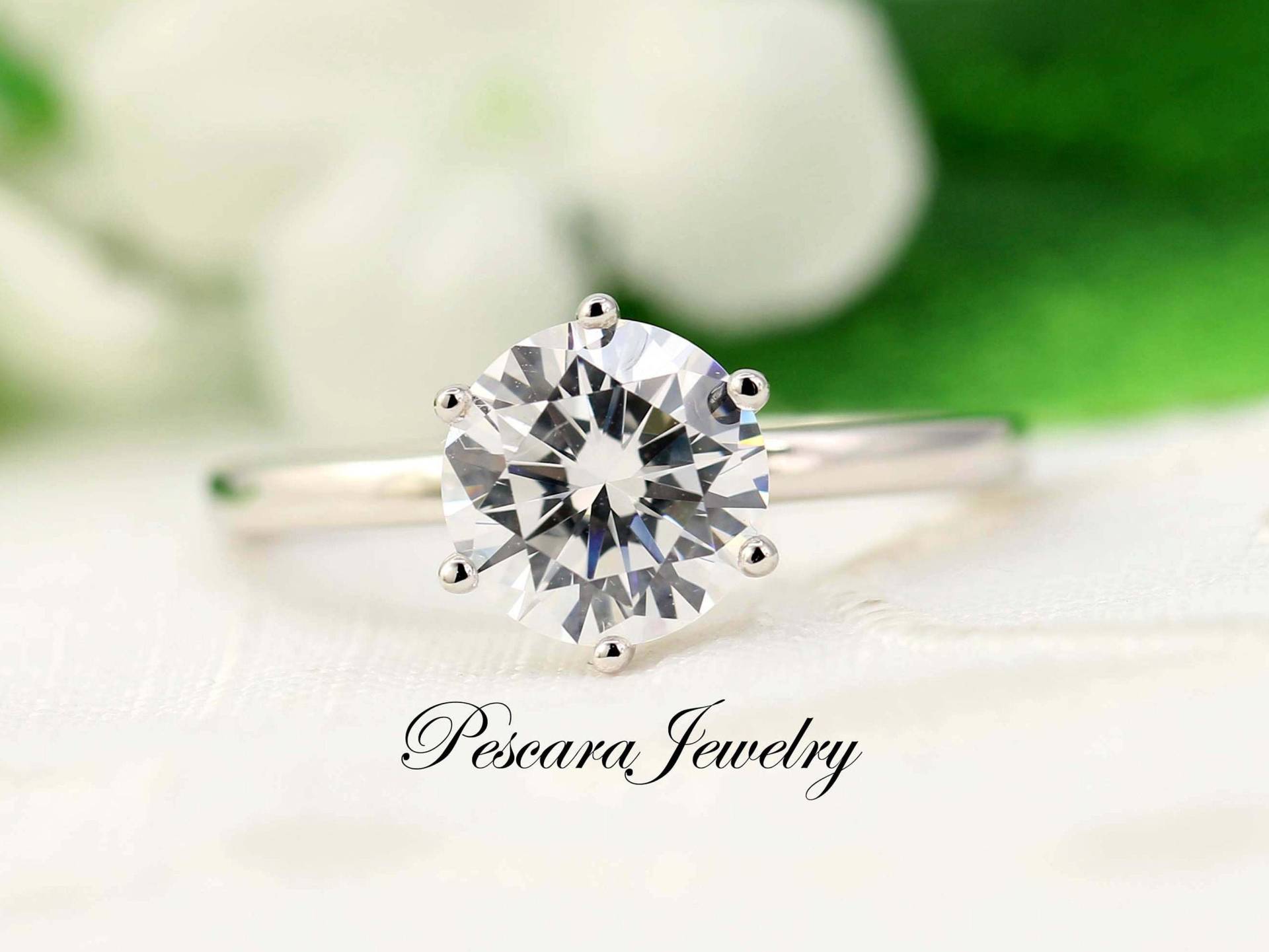 2 Ct Rund Solitär Verlobungsring, 6 Zinken Runder Ehering, Versprechensring, Stapelring, Diamant Simulant Cz, Sterlingsilber von PescaraJewelry