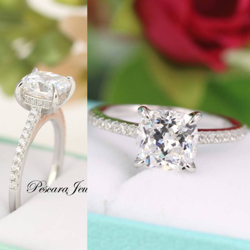 2.75Ctw Kissenschliff Verlobungsring, Kissen Solitärring, Versprechensring, Jubiläumsring, Diamant Simulants Cz Braut Ring von PescaraJewelry