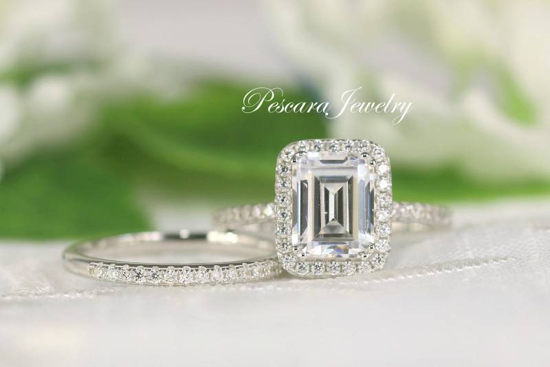 3.6 Ctw Smaragdschliff Ring, Verlobungsring, Hochzeitsring, Diamant Simulant Cz Sterling Sivler von PescaraJewelry