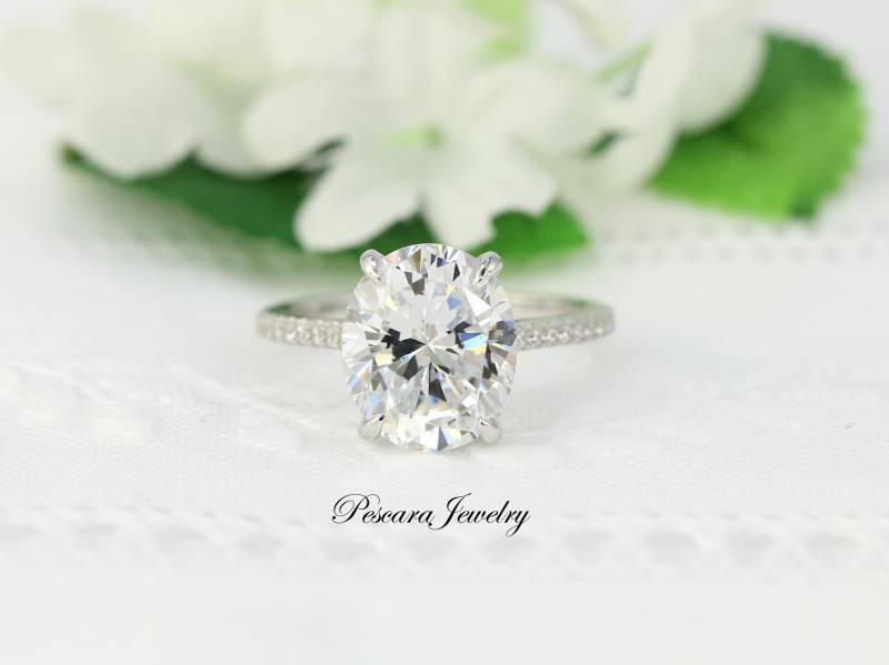 5.3Ctw Oval Solitär Verlobungsring, Cocktailring, Ehering, Diamant Simulant, 5Ct Versprechensring, Ovalschliff Ring, Sterling Silber von PescaraJewelry