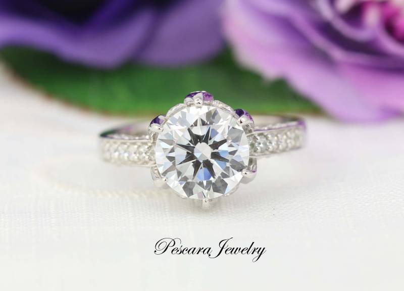 Lotus-Verlobungsring - Blumen-Ehering Rosenring Sterling-Silber-Ring Zirkonia-Ring Promoise-Ring Einzigartiger Verlobungsring von PescaraJewelry