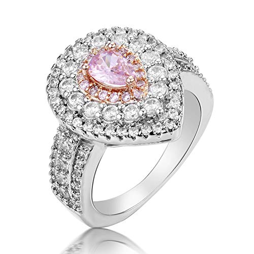 Pesderty Wasser Tropfen Birnen Form Rosa Diamant Ring Damen Schmuck Hochzeit Verlobungs Ring. 8 von Pesderty