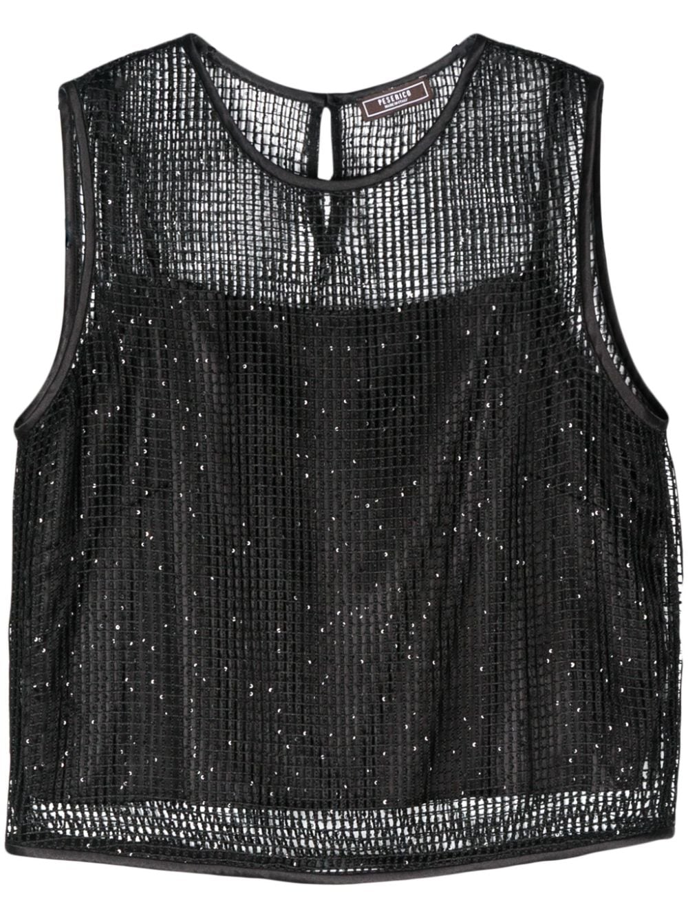 Peserico Mesh-Top mit Pailletten - Schwarz von Peserico