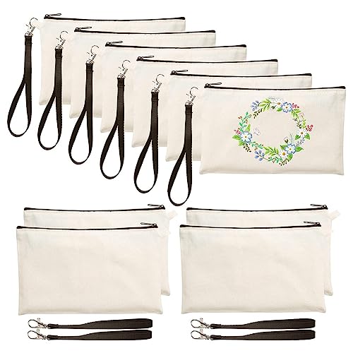 Pesfehhy 10 Stück Sublimation Stiftetui DIY Basteltaschen Canvas Federmäppchen Canvas Make-Up-Tasche Federmäppchen von Pesfehhy