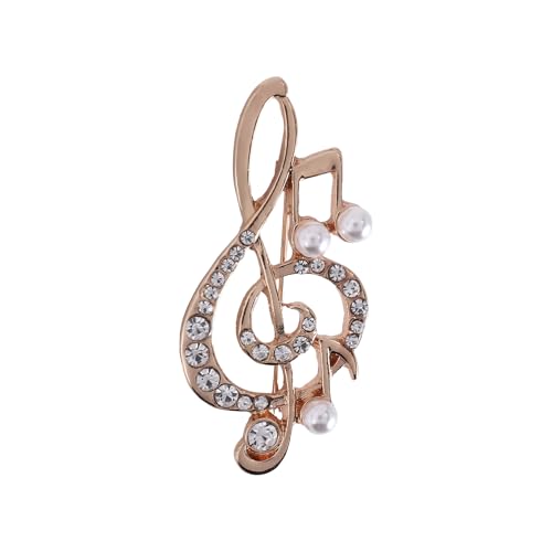 Pesfehhy Elegante Musik Note Brosche Fuer Frauen Maedchen Kleid Zubehör Gold Kristall Brosche Strass Pins 5,6 cm X 3 cm von Pesfehhy