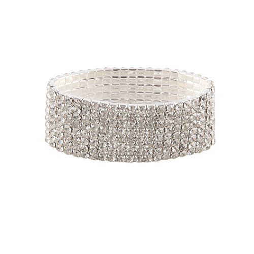 Pesfehhy Hochzeit Braut- dehnbar 8 Reihe Strass Armband Armreif 28mm von Pesfehhy