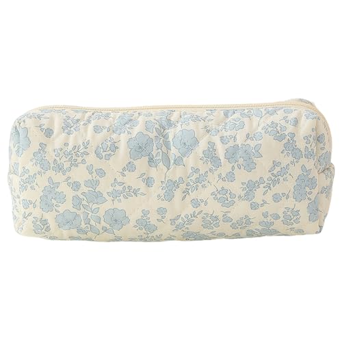 Blumen -Make -up -Beutel, 7,5x3x2.4 Baumwollstiftstift Beutel Kleiner tragbarer Blauer Blumenstiftbeutel mit Reißverschluss, Kosmetikbeutel für Bleistiftfahrerlager organisiert von Pesoncarl