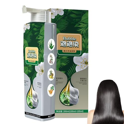 Natürlicher Pflanzenhaarfarbstoff, Pflanzenbasis Haarfärbetye 100ml Blasen Pflanzen Haarfärbemäumen Basis Haarfärben für graue Haarbedeckung Haarfarbe für Männer Frauen Haarfärbungscreme, Schwarz von Pesoncarl