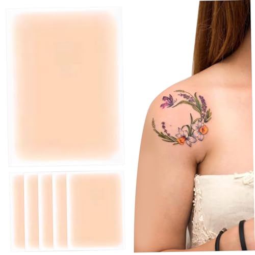 Tattoo Cover up Klebeband, Concealer Patch, 6PCS wasserdichte unsichtbare Ultra Dünn Tattoo Deck Patch, 3,5x5.9 Cutable Tattoo Make up für Tattoo Narben und Geburtsmarken, Style 1 von Pesoncarl