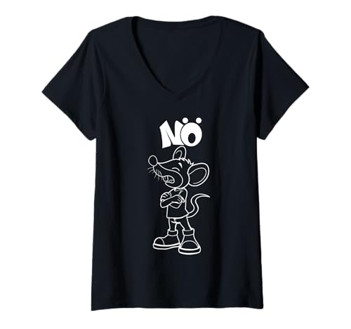 Damen Maus Ratte nö Nein Neinsager Skeptiker Querulant Geschenk T-Shirt mit V-Ausschnitt Damen Maus Ratte nö Nein Neinsager Skeptiker Querulant Geschenk T-Shirt mit V-Ausschnitt von Pessimist widersprechen Standpunkt eigene Meinung