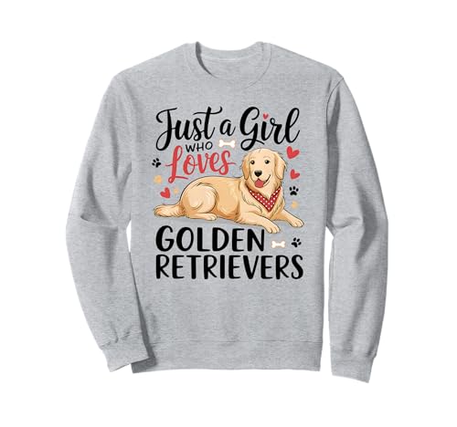 Kids Women Just A Girl Who Loves Golden Retrievers White Sweatshirt von Pet Animal Zoo Day Cute Funny Dogs Lovers Clothes