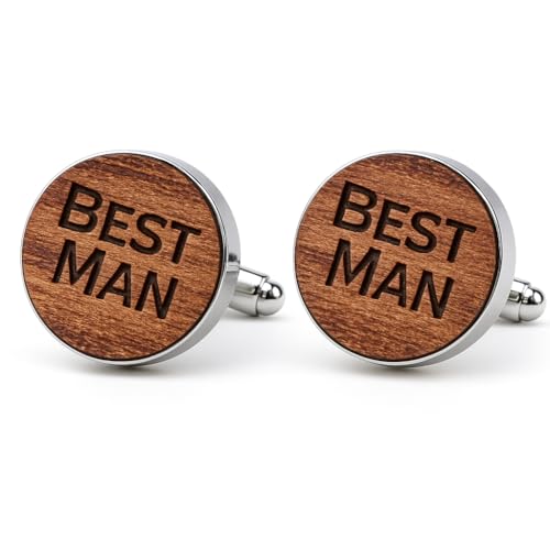 Pet-Jos Manschettenknöpfe Herren Holz Best Man - Hochzeitspaar Manschettenknöpfe aus Natürlichem Holz für Männer von Pet-Jos