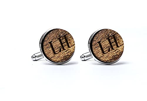 benutzerdefinierte Manschettenknöpfe Herren Holz personalisiert Namensinitialen hochzeit Paar Manschettenknöpfe aus Natürlichem Custom Initials Cufflinks Geschenk für den Bräutigam für beste Männer von Pet-Jos