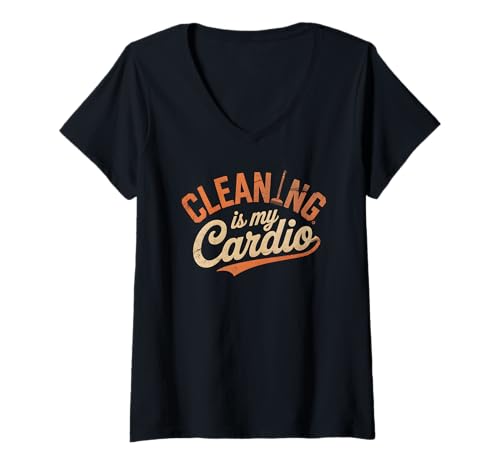 Damen Funny Cleaning My Cardio Therapy Vacuumologe Ninja Dust T-Shirt mit V-Ausschnitt Damen Funny Cleaning My Cardio Therapy Vacuumologe Ninja Dust T-Shirt mit V-Ausschnitt von Pet Owner Squad Trust Me I'm A Scrub Vacuum Tidy