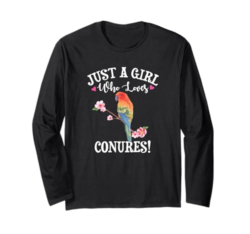 Womens Funny Watercolor Girl Who Loves Sun Conures Lover Langarmshirt von Pet Tropical Parrot Bird Gifts Shirts & Hoodies