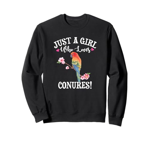 Womens Funny Watercolor Girl Who Loves Sun Conures Lover Sweatshirt von Pet Tropical Parrot Bird Gifts Shirts & Hoodies