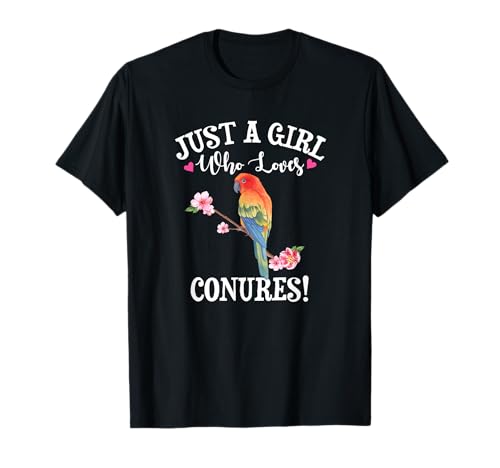 Womens Funny Watercolor Girl Who Loves Sun Conures Lover T-Shirt von Pet Tropical Parrot Bird Gifts Shirts & Hoodies