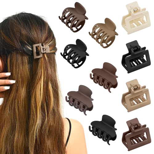 10 Stuick Haarklammem Klein Matt, 4 cm Haarklammern Damen Set, Haarspangen mit Doppelreihigen Zahnen, Rutschfest Mode Matte Haapanger Dünnes Haar Matt für Dünnes Dickes Haar (Natürliche Farben) von PetGlimmer