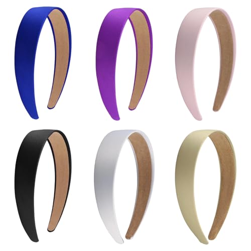 6 Farben Haarreifen Set Haareifen Haarreif Mädchen, Bunt Haarreife Satin, Haarreifen Breit Damen 3 cm, Haarreif zum Basteln，Haar-Accessoire für Damen und Mädchen von PetGlimmer