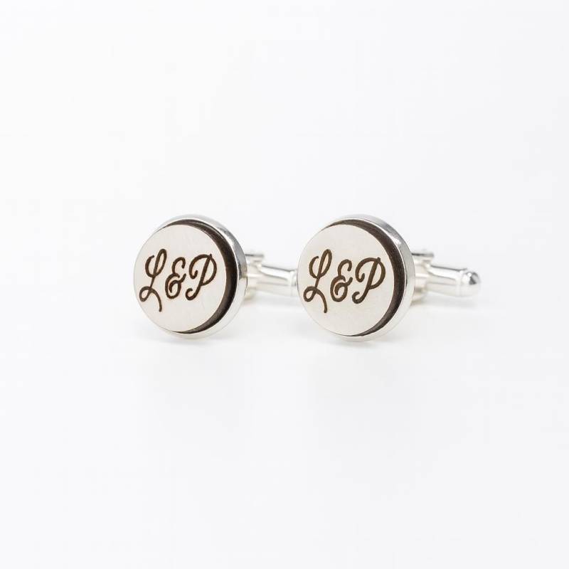 Personalisierte Manschettenknöpfe Aus Holz Gravierte Initialen, Geschenk Bräutigam von PetJos