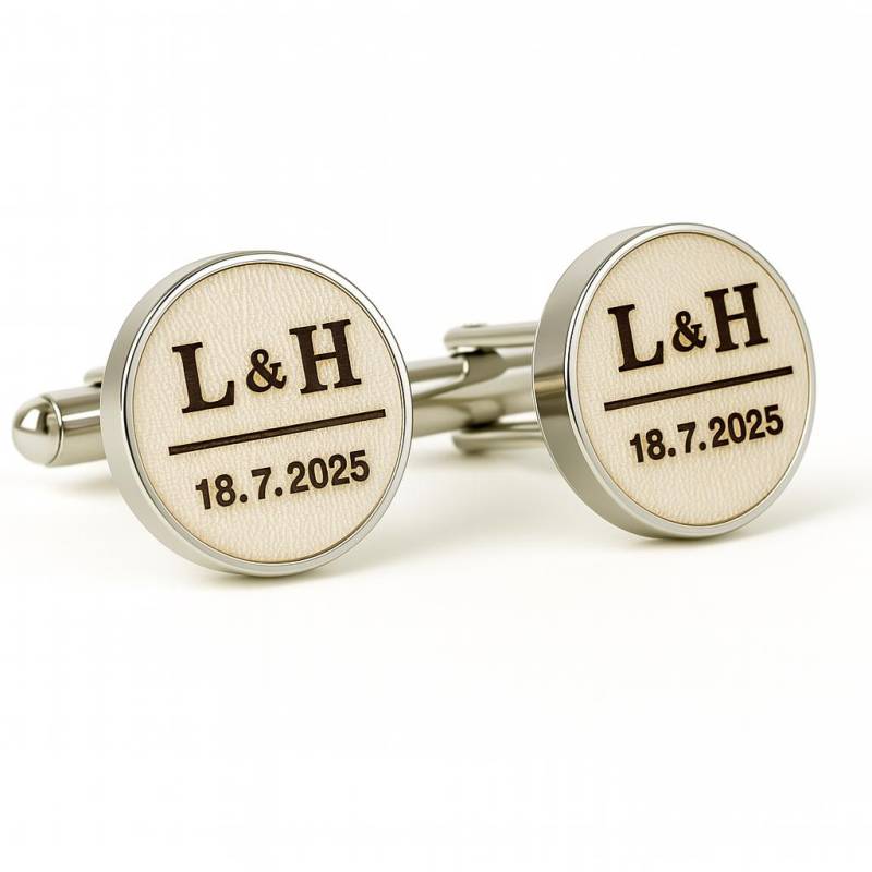 Personalisierte Hochzeit - Manschettenknöpfe Mit Eingraviertem Datum, Initial Und Datum von PetJos