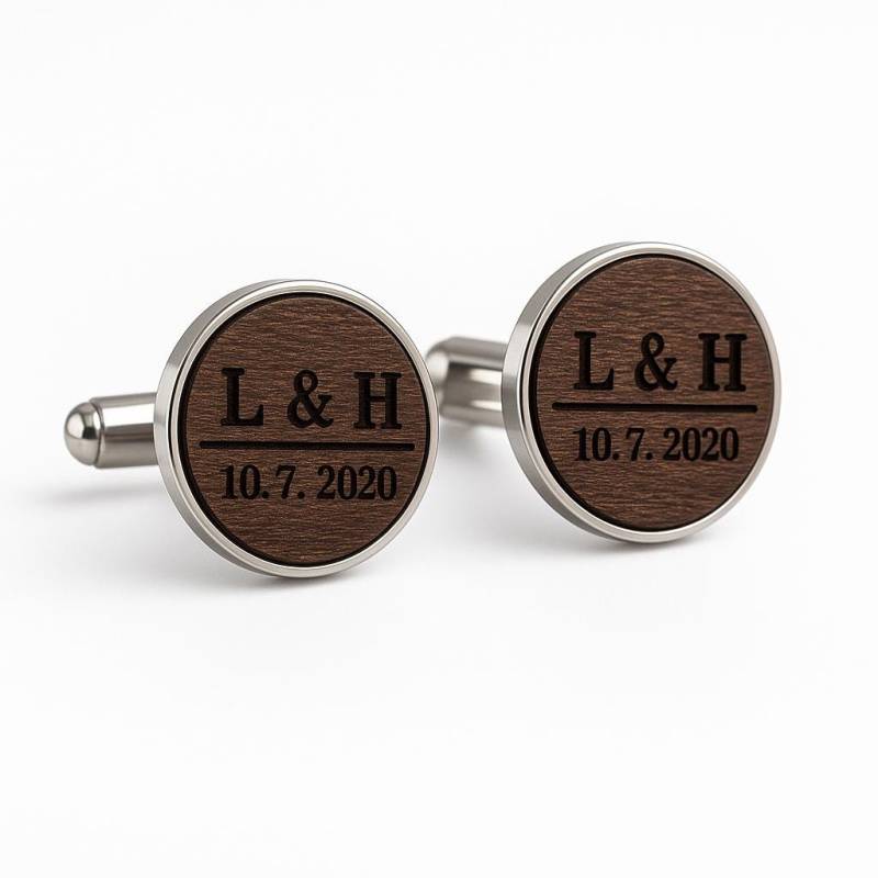 Holz Manschettenknöpfe Mit Gravur Personalisierte Hochzeit Datum Initialen, Geschenk Für Bräutigam von PetJos