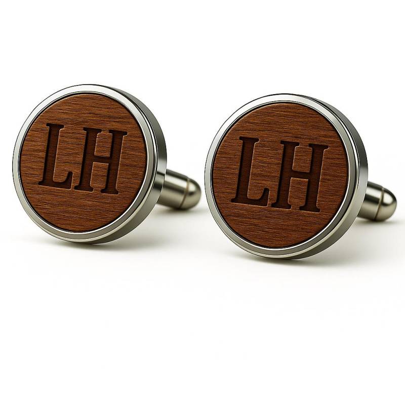 Manschettenknöpfe Aus Holz Mit Gravierter Initiale Als Geschenk Für Den Bräutigam von PetJos
