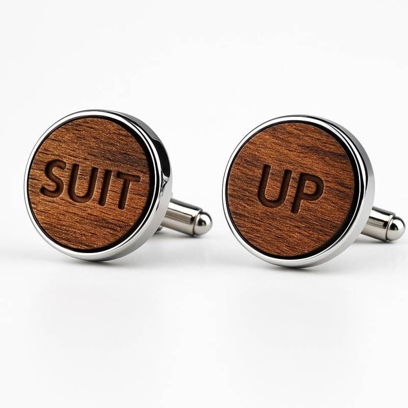 Suit Up Manschettenknöpfe Hochzeitsgeschenk Geschenk Für Mann Holz Bräutigam, Natürliche Gravur Hochzeit Party Boho von PetJos