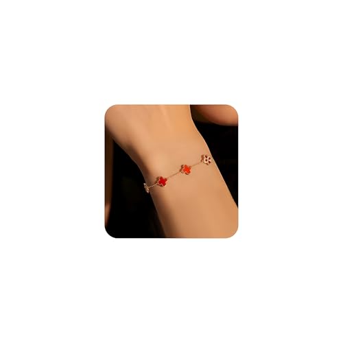 PetPong Vierblättriges Kleeblatt Armband,Rot Vierblättriges Kleeblatt, 18 KVergoldetes,Schmuck aus Edelstahl, GeGeeignet als Schmuck Geschenk für Frauen,Verwandte und Freunde PetPong Vierblättriges Kleeblatt Armband,Rot Vierblättriges Kleeblatt, 18 KVergoldetes,Schmuck aus Edelstahl, GeGeeignet als Schmuck Geschenk für Frauen,Verwandte und Freunde von PetPong