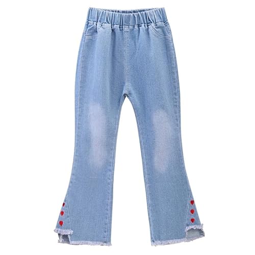 Petalum 2-13 Jahre Kleine Mädchen Jeanshose high waist Schlaghose Frühling Sommer Denim lange Hose Causal Pants mit Taschen Stil D 9-10 Jahre von Petalum
