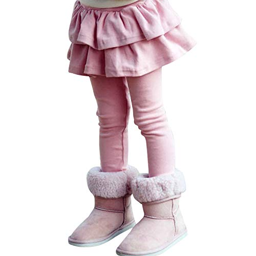 Petalum 2 in 1 Thermo Leggings Fleece mit Rock Baby mädchen Herbst Winter Leggings mit Rock Kinder Baumwolle Dicke Hose Winterhosen Rosa 3-4 Jahre von Petalum