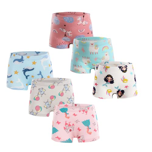 Petalum 6er Pack Boxershorts Mädchen Unterhosen Baumwolle Unterwäsche Panty Shorts Höschen 6-7Jahre B von Petalum