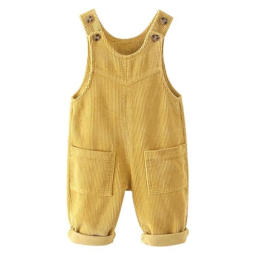 Petalum Baby Cord Latzhose Jungen Mädchen Ärmellose Strampler Overall Kleinkind Casual Herbst Winter Jumpsuit mit Tasche von Petalum