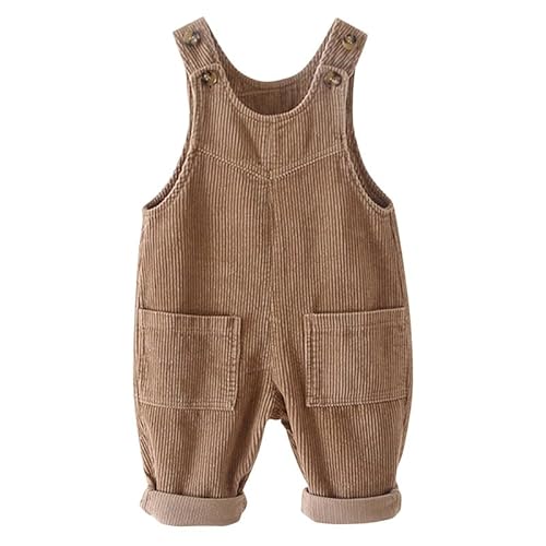 Petalum Baby Cord Latzhose Jungen Mädchen Ärmellose Strampler Overall Kleinkind Casual Herbst Winter Jumpsuit mit Tasche von Petalum