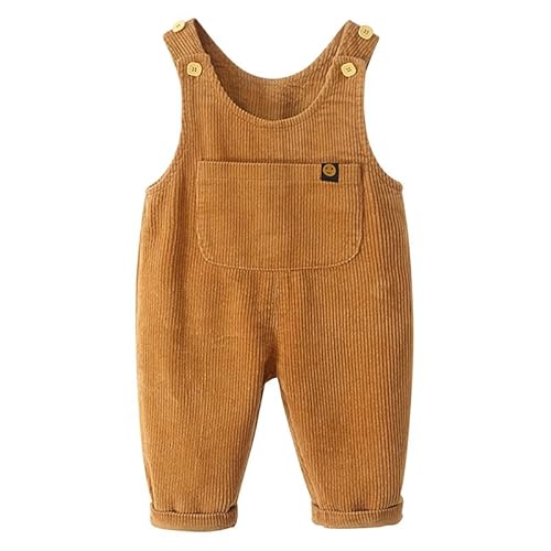 Petalum Baby Cord Latzhose Jungen Mädchen Ärmellose Strampler Overall Kleinkind Casual Herbst Winter Jumpsuit mit Tasche von Petalum