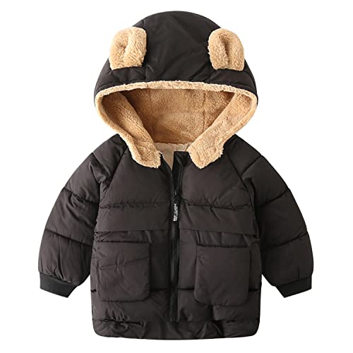 Petalum Baby Daunenjacke Jungen Mädchen Winterjacke Kleinkinder Langarm Steppjacke Reißverschluss Winddichte Jacke mit Fleece Kapuze warm Daunenmantel Outwear mit Taschen von Petalum