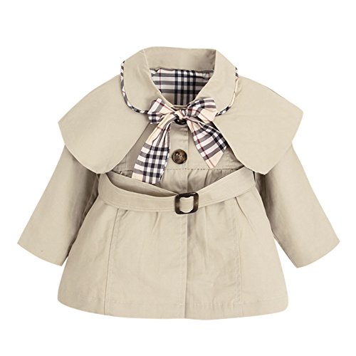 Petalum Baby Mädchen Trenchcoat Prinzessin Kinderjacke Revers Langarm einfarbig Windbreaker mit Gürtel Frühling Herbst Parka Kleidung Outerwear für 0-3 Jahre von Petalum