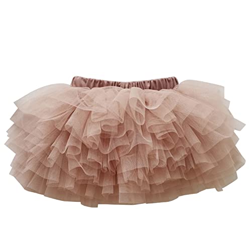 Petalum Baby Mädchen Tuturock Prinzessin Tüllrock Einfarbig 6-Layered Kinder Minirock Rock Ballettrock für 1-6 Jahre Mädchen Fotografie Requisiten Khaki 3-4 Jahre von Petalum