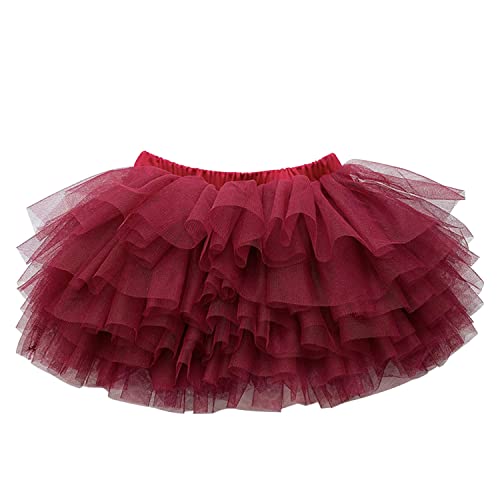 Petalum Baby Mädchen Tuturock Prinzessin Tüllrock Einfarbig 6-Layered Kinder Minirock Rock Ballettrock für 1-6 Jahre Mädchen Fotografie Requisiten Rot 1-2 Jahre von Petalum