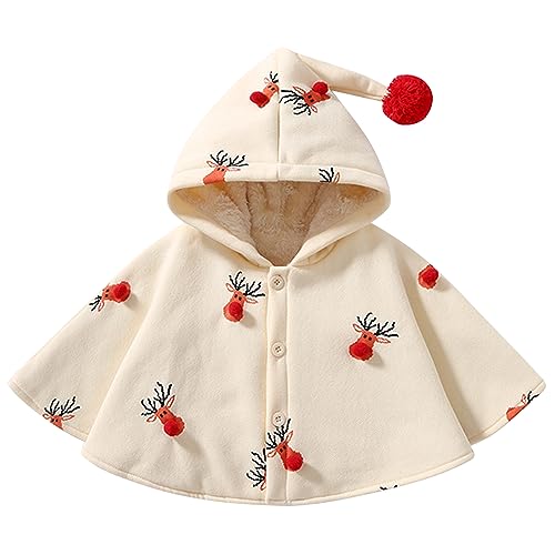 Petalum Baby Mädchen Umhang Winter gefüttert Poncho Mantel Mädchen Kapuzen Cape mit Knopfleiste von Petalum