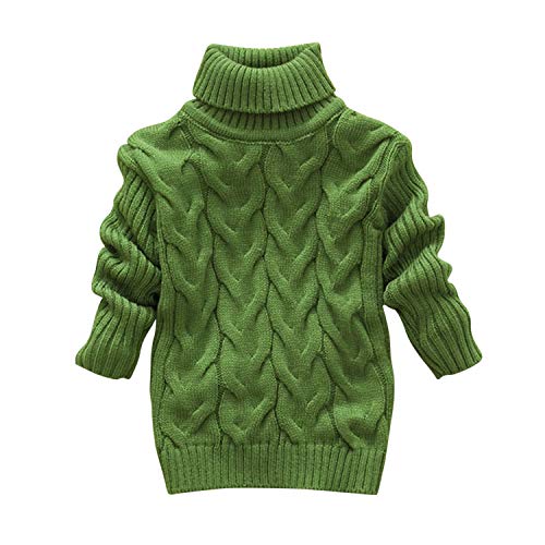 Petalum Baby Strickpullover Winterpullover Mädchen Jungen Langarm Rollkragenpullover einfarbig Pulli Kleinkind Herbst Winter Sweater Grün 2-3 Jahre von Petalum