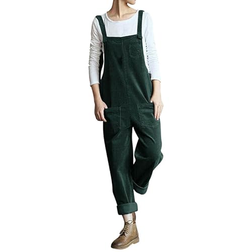 Petalum Cord Latzhose Damen lang Baumwolle Retro Einteiler Cord ärmellos Jumpsuits mit Taschen Herbst Winter Loose Fit Baggy Overalls Spielanzug Bib Pants L Grün Petalum Cord Latzhose Damen lang Baumwolle Retro Einteiler Cord ärmellos Jumpsuits mit Taschen Herbst Winter Loose Fit Baggy Overalls Spielanzug Bib Pants L Grün von Petalum