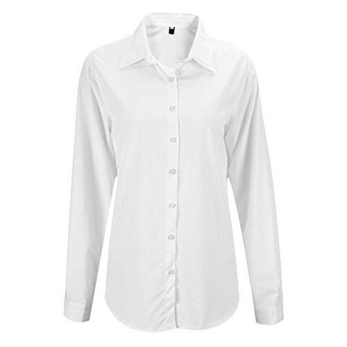 Petalum Damen Bluse Basic Elegant Taillierte Bluse Stehkragen Langarm Button Up Einfarbig Shirt Top Oberteil Damenmode Hemd Work Business-Look von Petalum