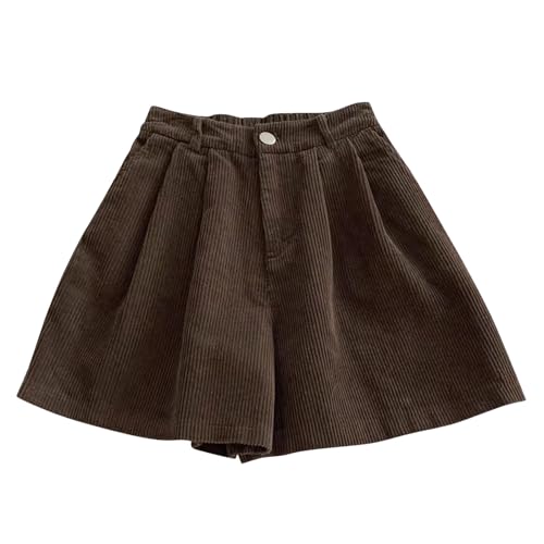 Petalum Damen Cordshorts hoher elastischer Taille Solid Shorts mit taschen Vintage Herbst Winter Kurze Kordhose Hotpants Petalum Damen Cordshorts hoher elastischer Taille Solid Shorts mit taschen Vintage Herbst Winter Kurze Kordhose Hotpants von Petalum