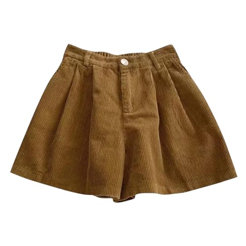Petalum Damen Cordshorts hoher elastischer Taille Solid Shorts mit taschen Vintage Herbst Winter Kurze Kordhose Hotpants Petalum Damen Cordshorts hoher elastischer Taille Solid Shorts mit taschen Vintage Herbst Winter Kurze Kordhose Hotpants von Petalum