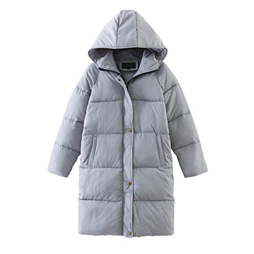 Petalum Damen Elegant Lange Daunenmantel Winterjacke mit Kapuze Frauen Puffer Jaket Jacke Groß Warme Hooded Down Steppjacke Grau 44 von Petalum