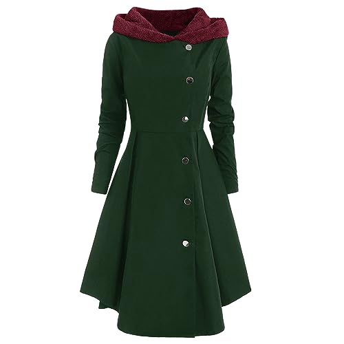 Petalum Damen Mantel Lang Hoodied Wintermantel elegant Herbst Winter Trencoat einfarbig Top Outwear von Petalum